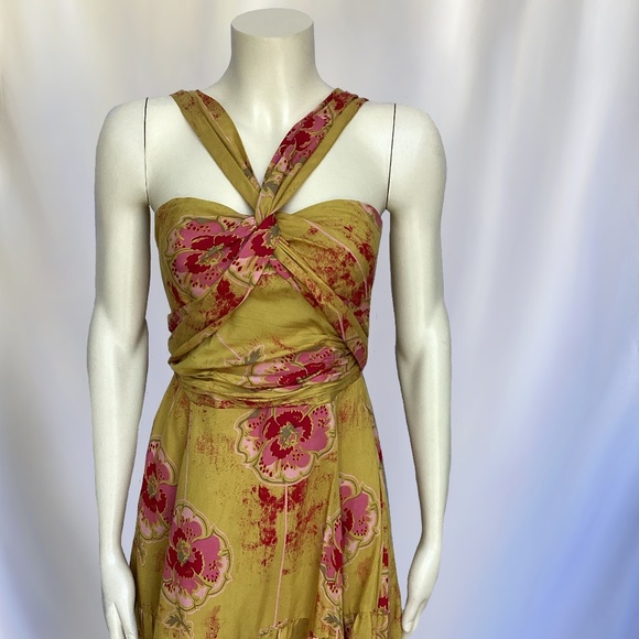 Free People Mustard Yellow/Pink/Red Floral Print Sundress - Picture 2 of 5